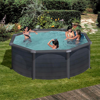 kit piscine hors sol acier gris anthracite ronde 3 20 m x h 1 22 m 44181