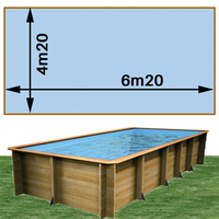 piscine bois woodfirst original rectangulaire 620 x 420 x 133 cm liner bleu pale 22486