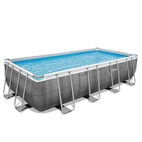 piscine tubulaire rectangle power steel 5 49 x 2 74 x h 1 22 m motif rotin gris 43476